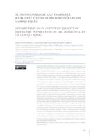 prikaz prve stranice dokumenta Leisure time as an aspect of quality of life in the population of the Municipality of Gornja Rijeka